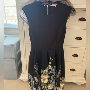 Ted Baker Black Dress with Floral Design